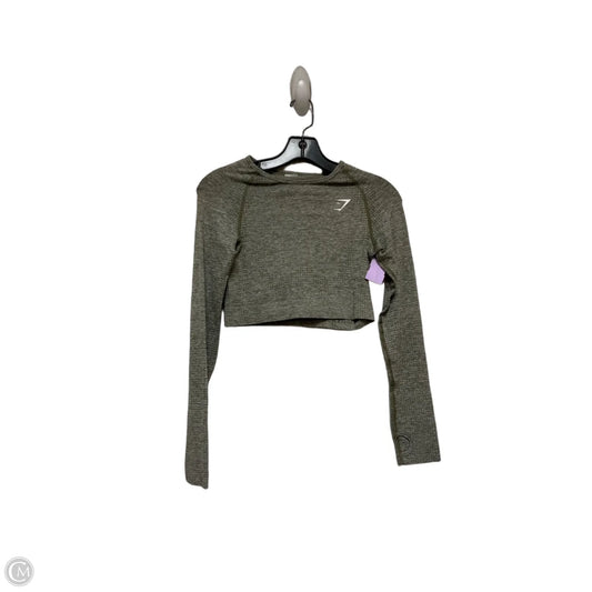 Athletic Top Long Sleeve Crewneck By Gym Shark In Green, Size: S