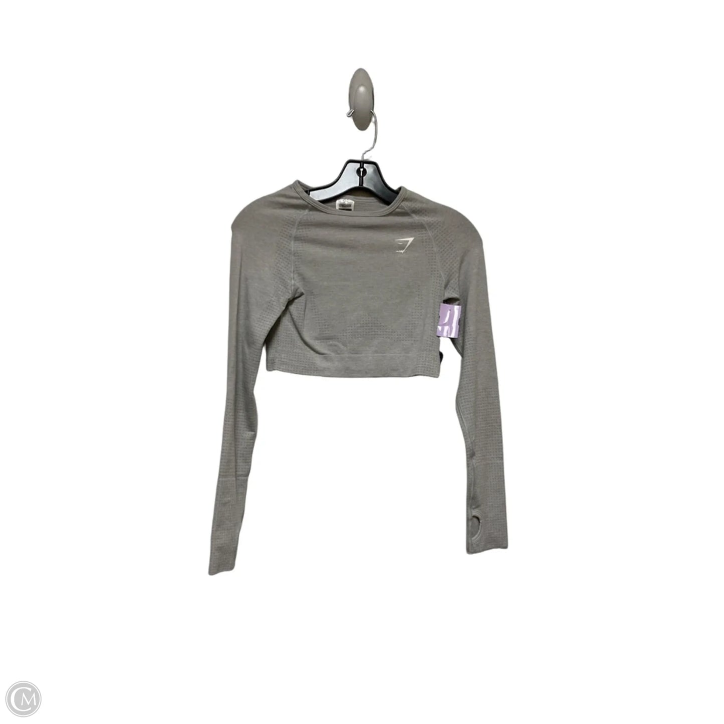Athletic Top Long Sleeve Crewneck By Gym Shark In Grey, Size: S