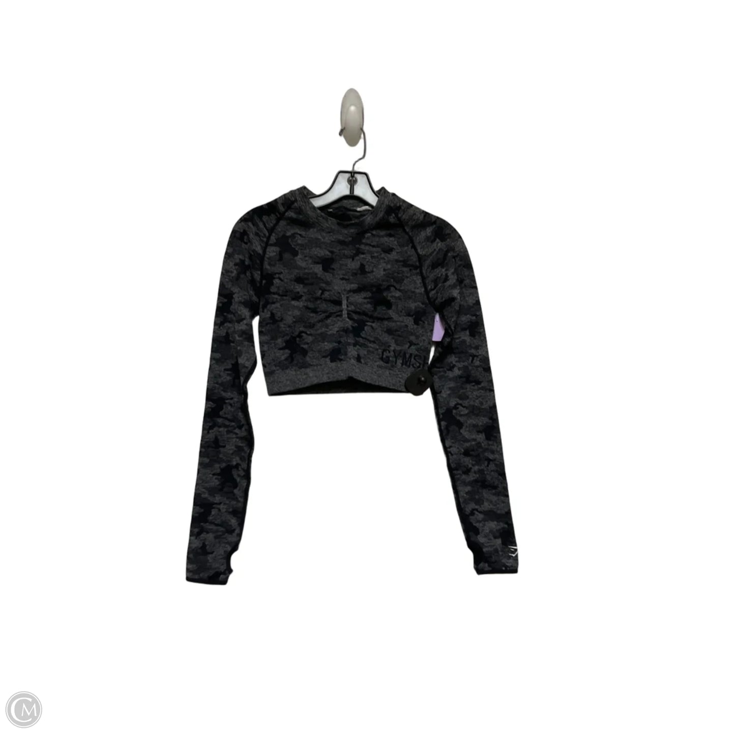 Athletic Top Long Sleeve Crewneck By Gym Shark In Black & Grey, Size: S