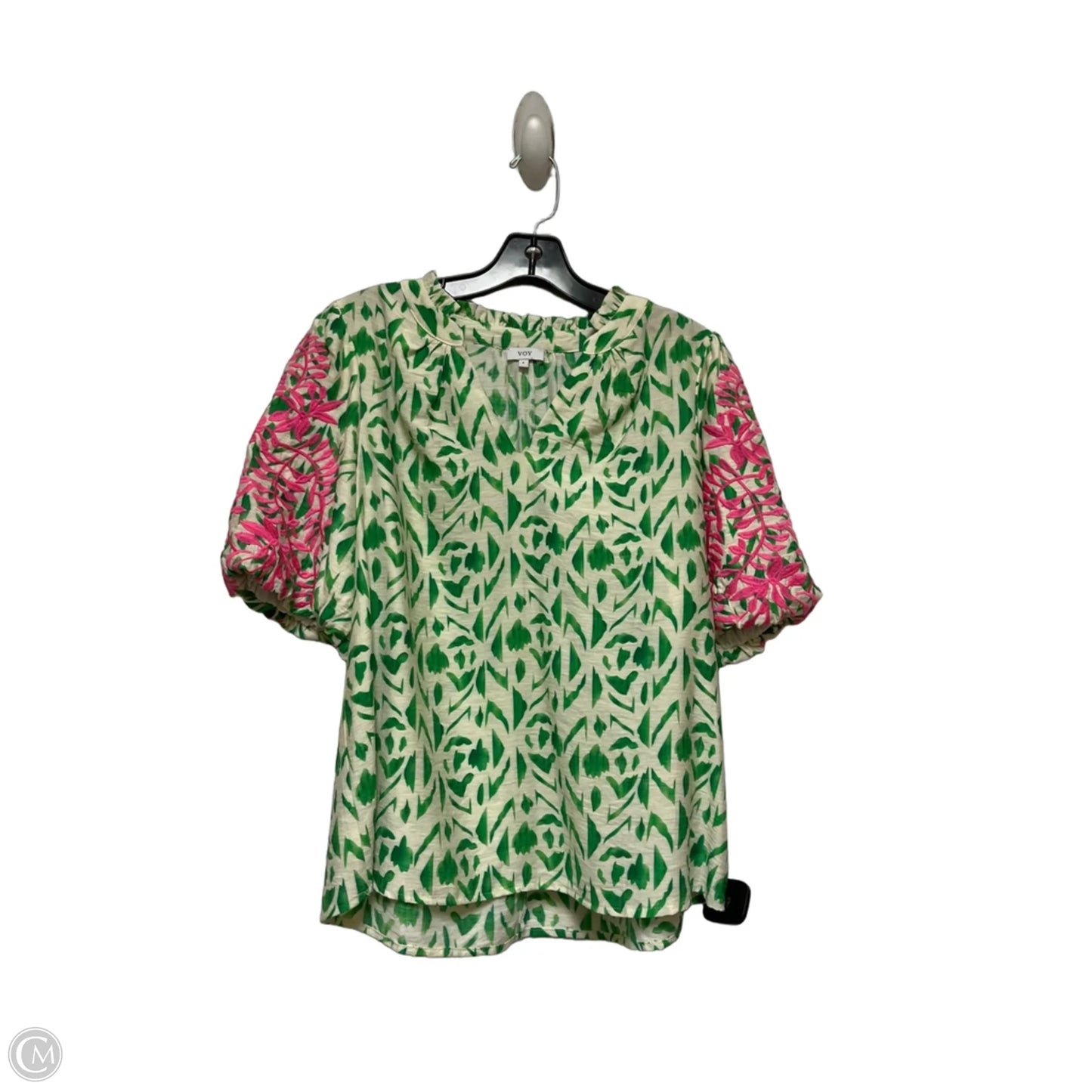 Top Short Sleeve By Voy In Green & Pink, Size: S