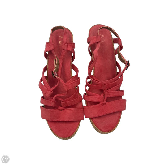 Sandals Heels Wedge By Clothes Mentor In Coral, Size: 7