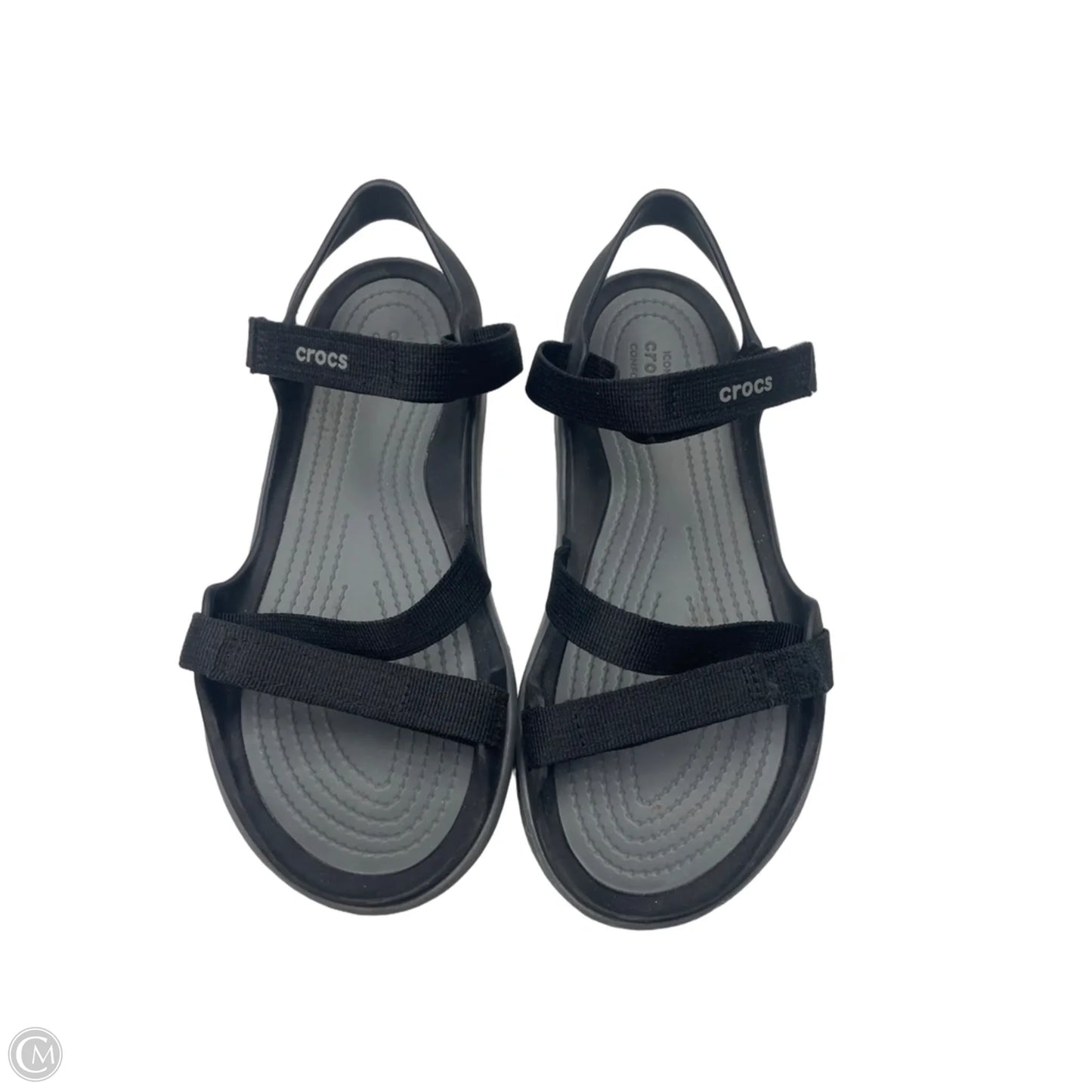 Sandals Flats By Crocs In Black, Size: 7