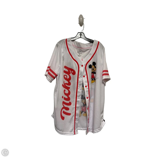 Top Short Sleeve By Disney In Red & White, Size: 2x