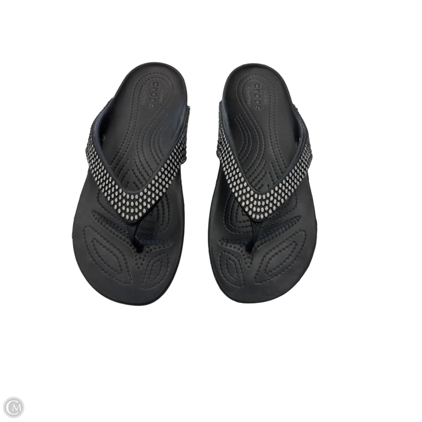 Sandals Flats By Crocs In Black, Size: 9