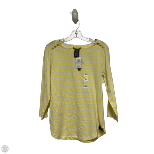 Top Long Sleeve Basic By Chelsea And Theodore In White & Yellow, Size: S