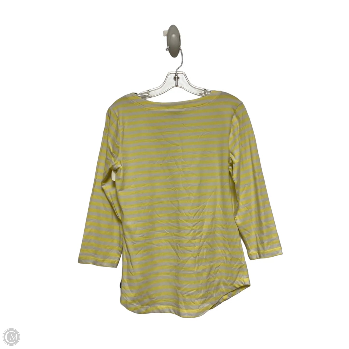 Top Long Sleeve Basic By Chelsea And Theodore In White & Yellow, Size: S