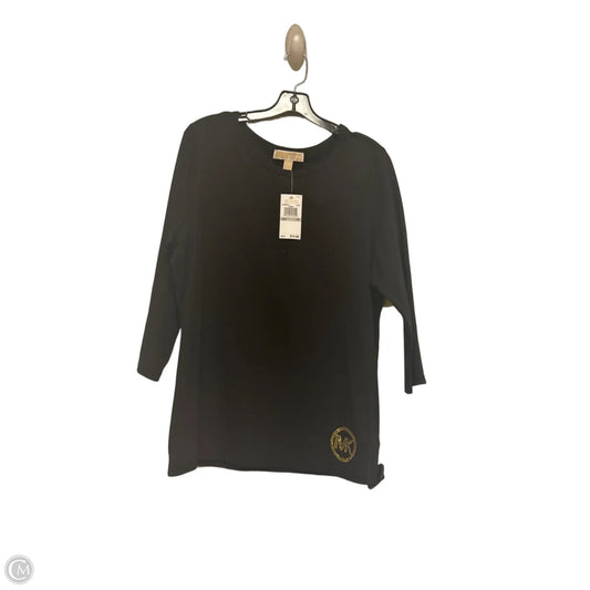 Top Long Sleeve Basic By Michael By Michael Kors In Black & Gold, Size: 1x