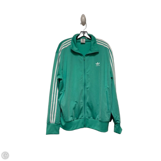 Athletic Jacket By Adidas In Green & White, Size: Xl