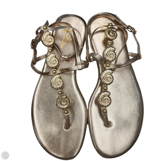 Sandals Designer By Lilly Pulitzer In Gold, Size: 7