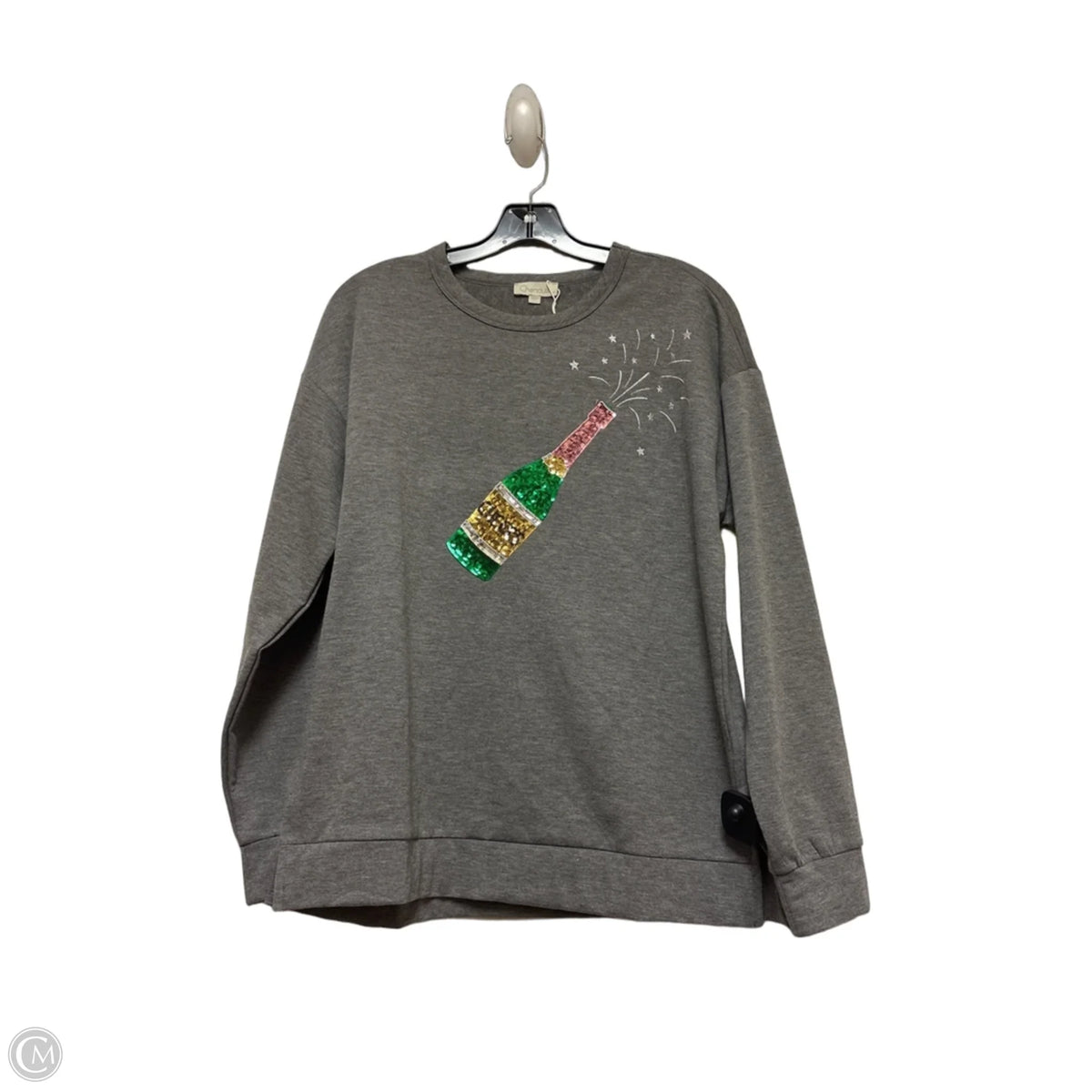 Top Long Sleeve By Chenault In Grey, Size: L