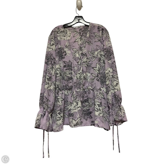 Top Long Sleeve By Dex In Purple & White, Size: 3x