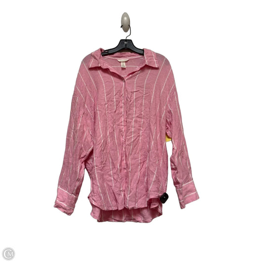 Top Long Sleeve By H&m In Pink & White, Size: L