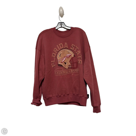 Sweatshirt Crewneck By Hollister In Red & Tan, Size: M
