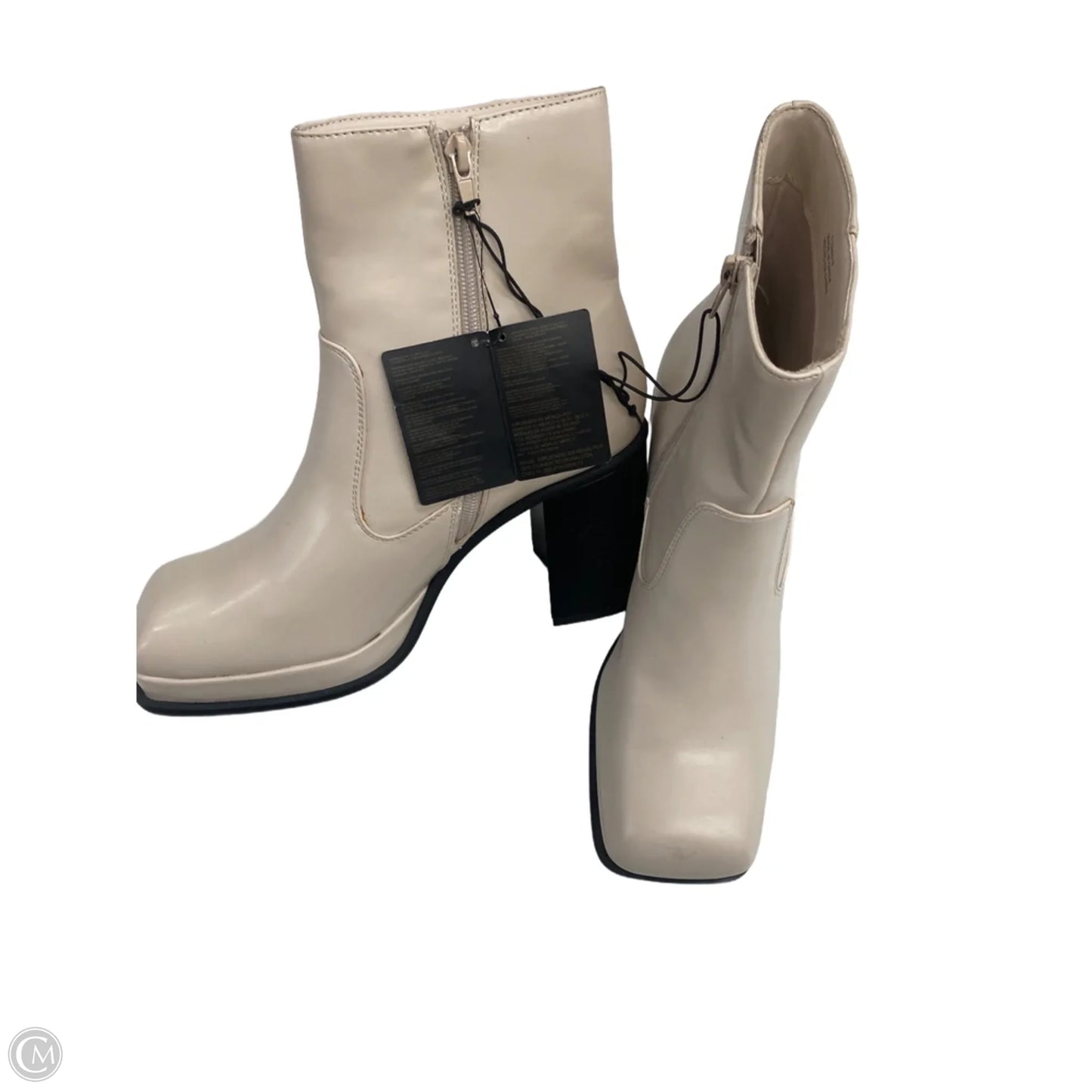 Boots Ankle Heels By Forever 21 In Cream, Size: 9